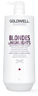 Кондиционер против желтизны волос -Goldwell Dualsenses Blondes & Highlights Anti-Brassiness Conditioner 1000 мл Кондиционер против желтизны волос -Goldwell Dualsenses Blondes & Highlights Anti-Brassiness Conditioner 1000 мл