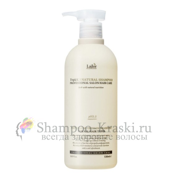 La'dor Шампунь с натуральными ингредиентами Triplex Natural Shampoo 530мл