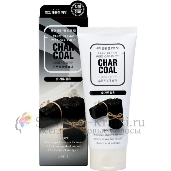 JIGOTT Очищающая угольная маска-пленка Char Coal Pure Clean Peel Off Pack