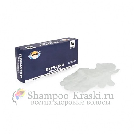 AVIORA Перчатки виниловые неопудренные Размер M 100шт