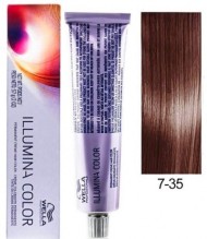 Стойкая крем-краска 7/35 Блонд золотисто-махагоновый - Wella Professional Illumina Color 7/35 Medium Gold Mahogany Blonde 60 мл