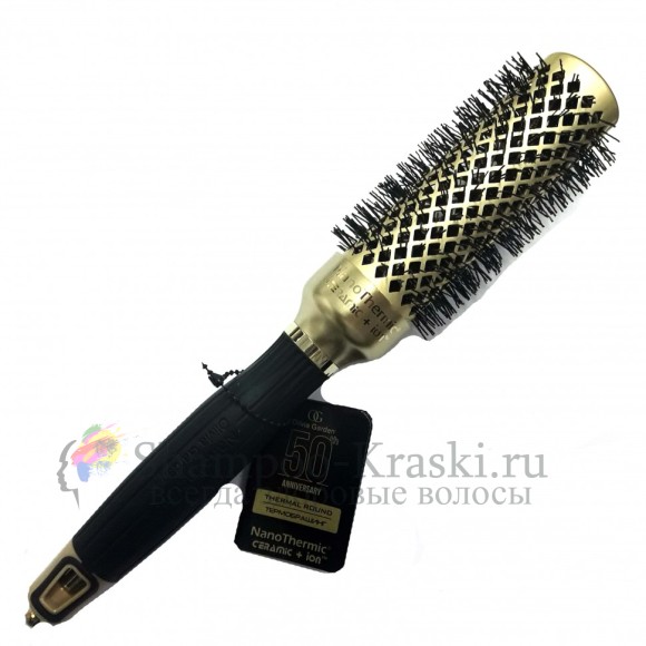 Olivia Garden Limited Edition 50th Anniversary Термобрашинг керамик+ион Черно золотой 34 мм