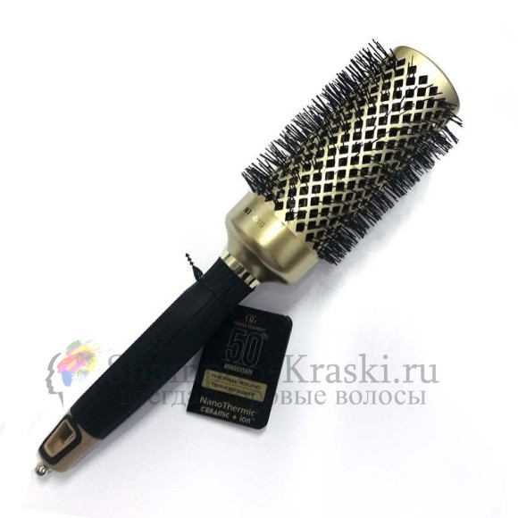 Olivia Garden Limited Edition 50th Anniversary Термобрашинг керамик+ион Черно золотой 44 мм