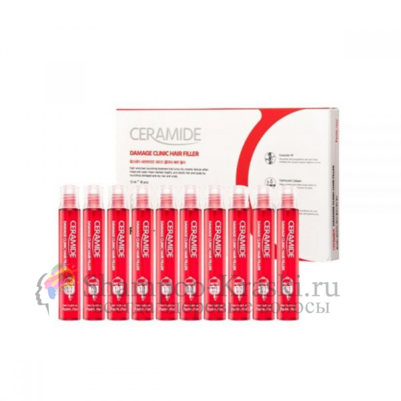 FarmStay Восстанавливающий филлер для поврежденных волос с керамидами Ceramide Damage Clinic Hair Fi 10х13мл