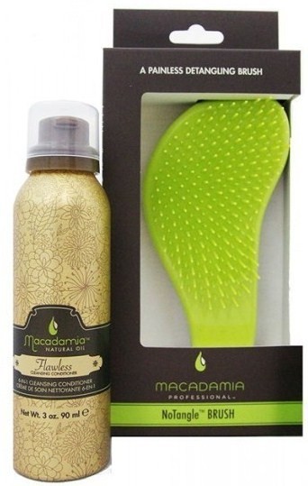 Macadamia набор Расческа+Крем-мусс "Без изъяна"-No Tangle Brush Green+Flawless 90мл