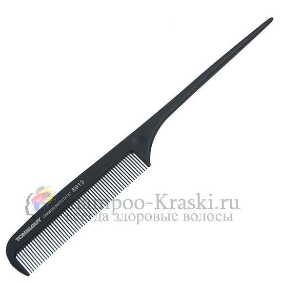 Расческа Карбон Антистатик Черная 8613 для начеса с метал. хвостиком Toni and Guy