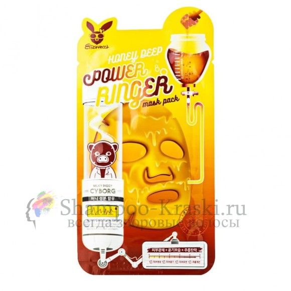 Elizavecca Тканевая маска с медом Power Ringer Mask Pack Honey Deep 23 мл