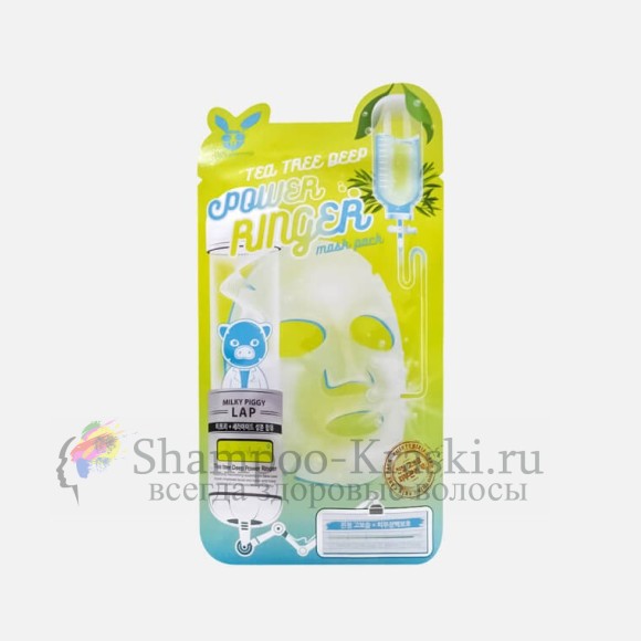 Elizavecca Успокаивающая такневая маска с чайным деревом Power Ringer Mask Pack Tea Tree Deep 23 мл