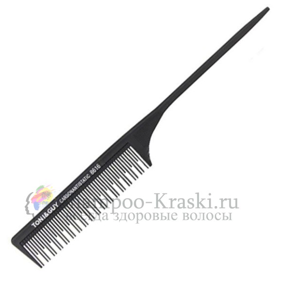 Расческа Карбон Антистатик Черная для начеса с пластик. хвостиком 8616 Toni and Guy