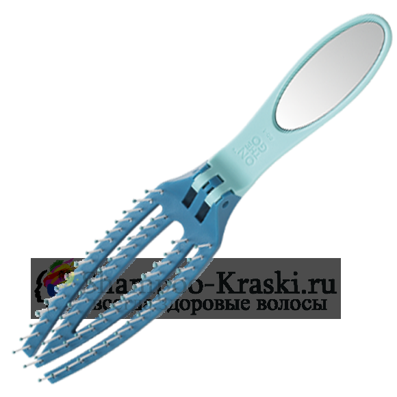 Olivia Garden GO-1 Щетка изогнутая продувная складная с зеркалом ион щетина Голубая