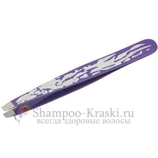Пинцет РТ-359-PK Прямой фиолетов.с орнаментом METZGER