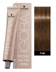 Средне-русый бежевый шоколадный - Schwarzkopf Igora Royal Nude Tones 7-46 60 мл Средне-русый бежевый шоколадный - Schwarzkopf Igora Royal Nude Tones 7-46 60 мл