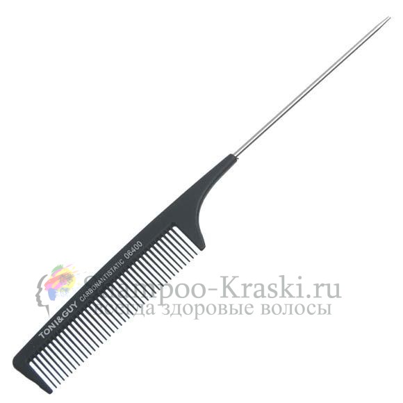 Расческа Карбон Антистатик Черная с металическим хвостиком 06400 Toni and Guy