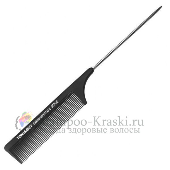 Расческа Карбон Антистатик Черная с металлическим хвостиком 06700 Toni and Guy