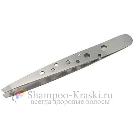 Пинцет РТ-375-D Скошенный матовый серый METZGER