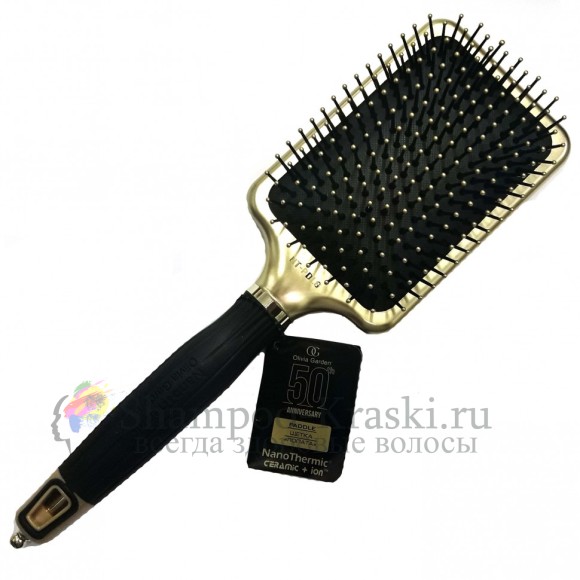 Olivia Garden Limited Edition 50th Anniversary Щетка-лопата массажная керамик+ион Черно золотой