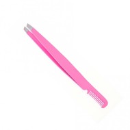 Пинцет РТ-862-(2)-PK Скошенный Розовый с расческой METZGER Пинцет РТ-862-(2)-PK Скошенный Розовый с расческой METZGER