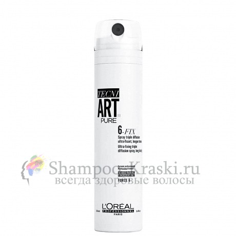 Фиксирующий спрей. Фиксация 6/6 - 6 - Loreal Fix Pure 250 мл