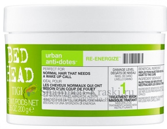 Маска- энергетик для нормальных волос - уровень 1 - TIGI BH Urban Anti+dotes Re-Energize Mask 200 мл