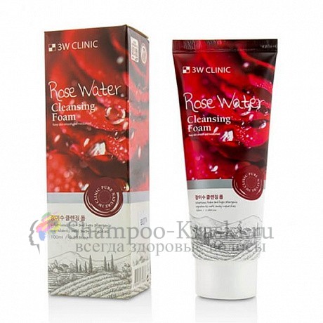 3W CLINIC Увлажняющая пенка с розовой водой Rose Water Cleansing Foam 100мл