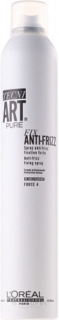Loreal Fix Anti-Frizz Pure - Спрей сильной фиксации с защитой от влаги и УФ-лучей 400мл